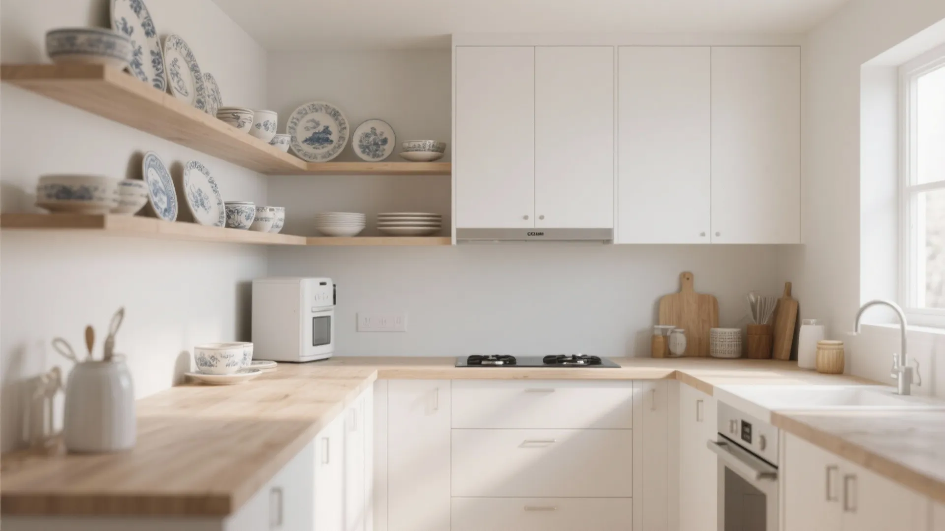 4. Mix open shelves with closed storage