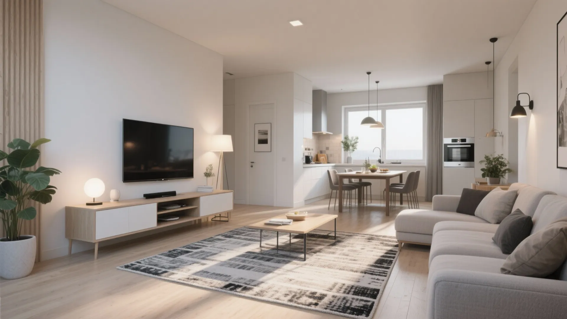 9. Open-Concept Living & TV Area