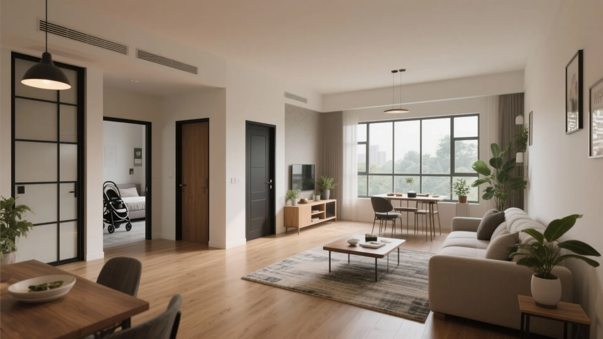 Open-plan living core with corridor-free flow