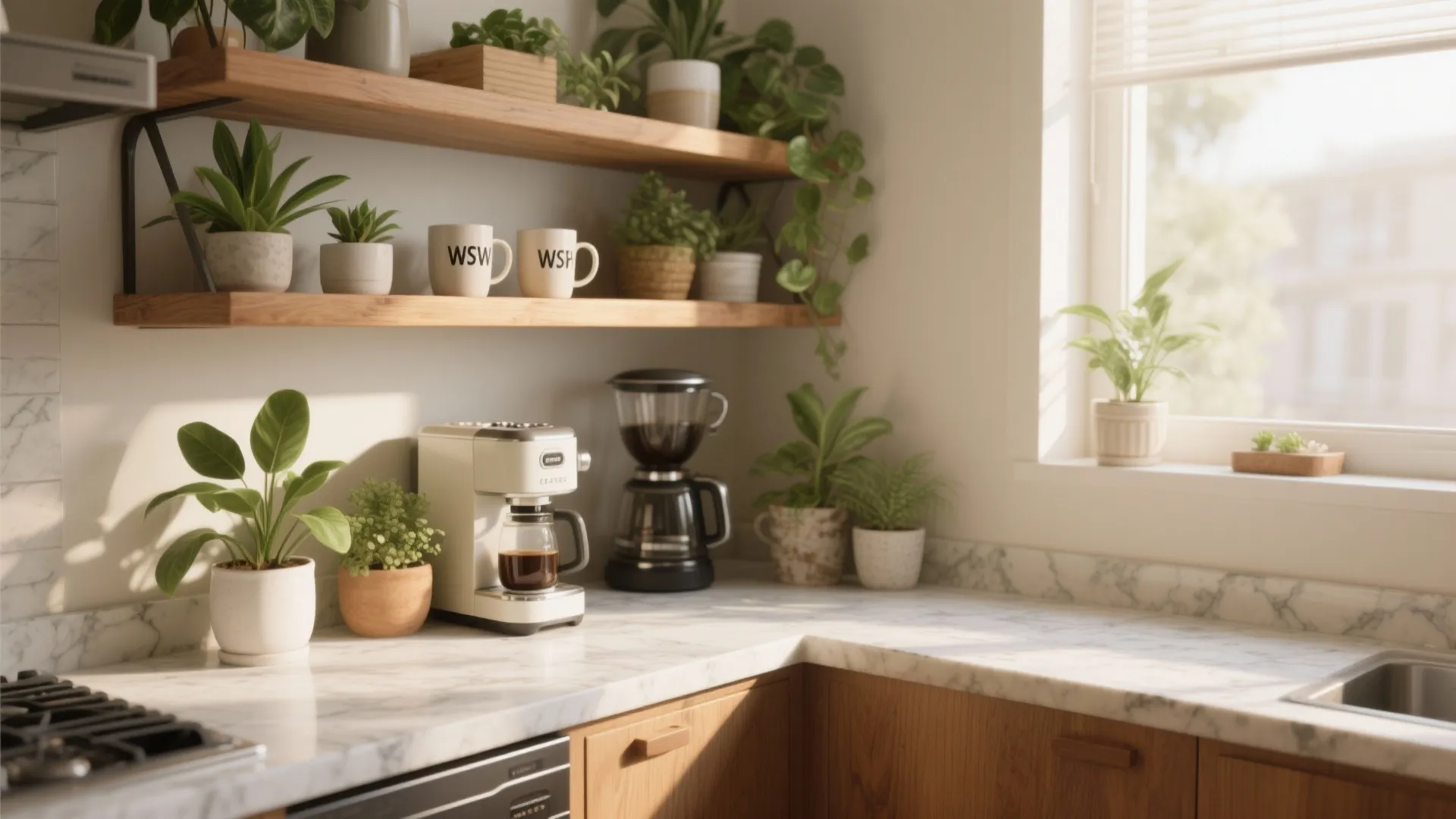 4. Open Corner Shelving and Counter Extensions