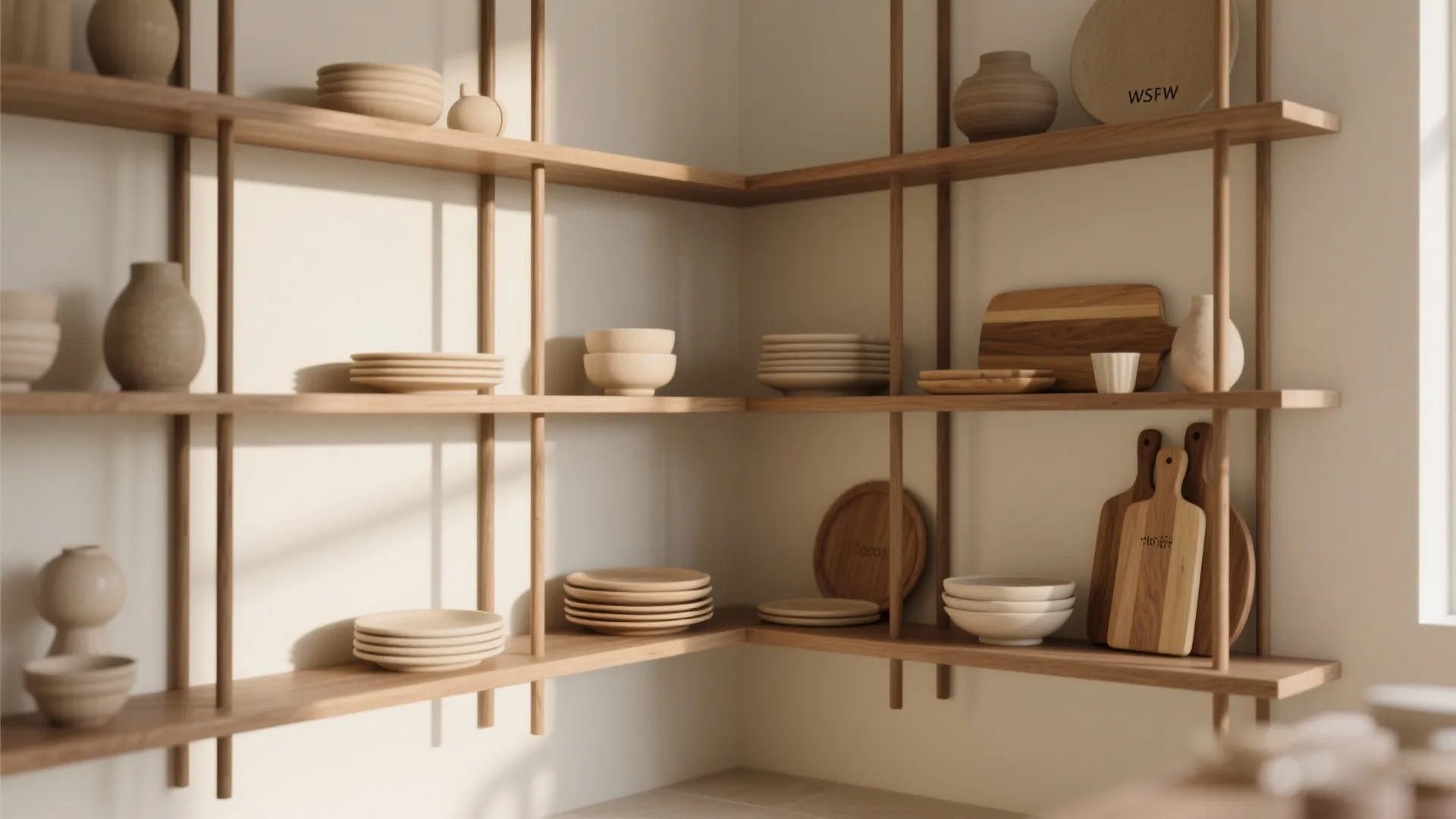 5. Open shelving & vertical organizers