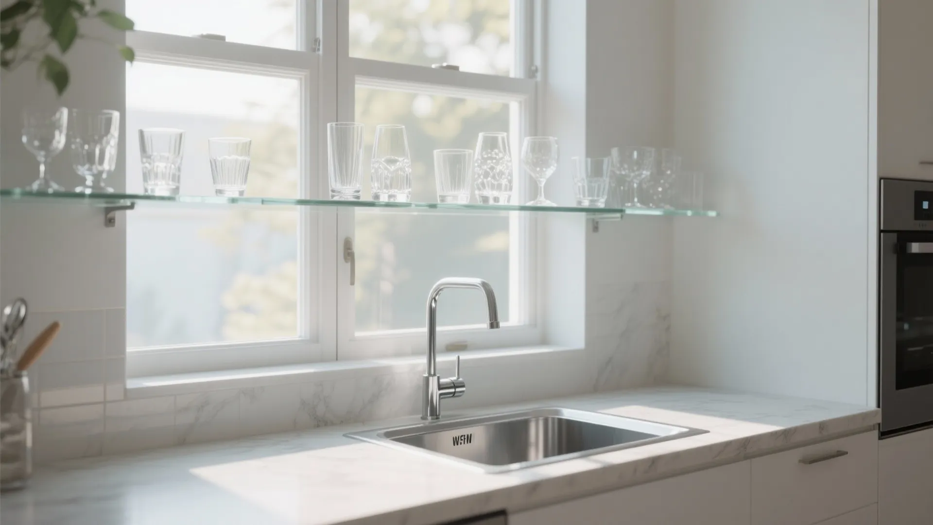 6. Open Glass Shelves