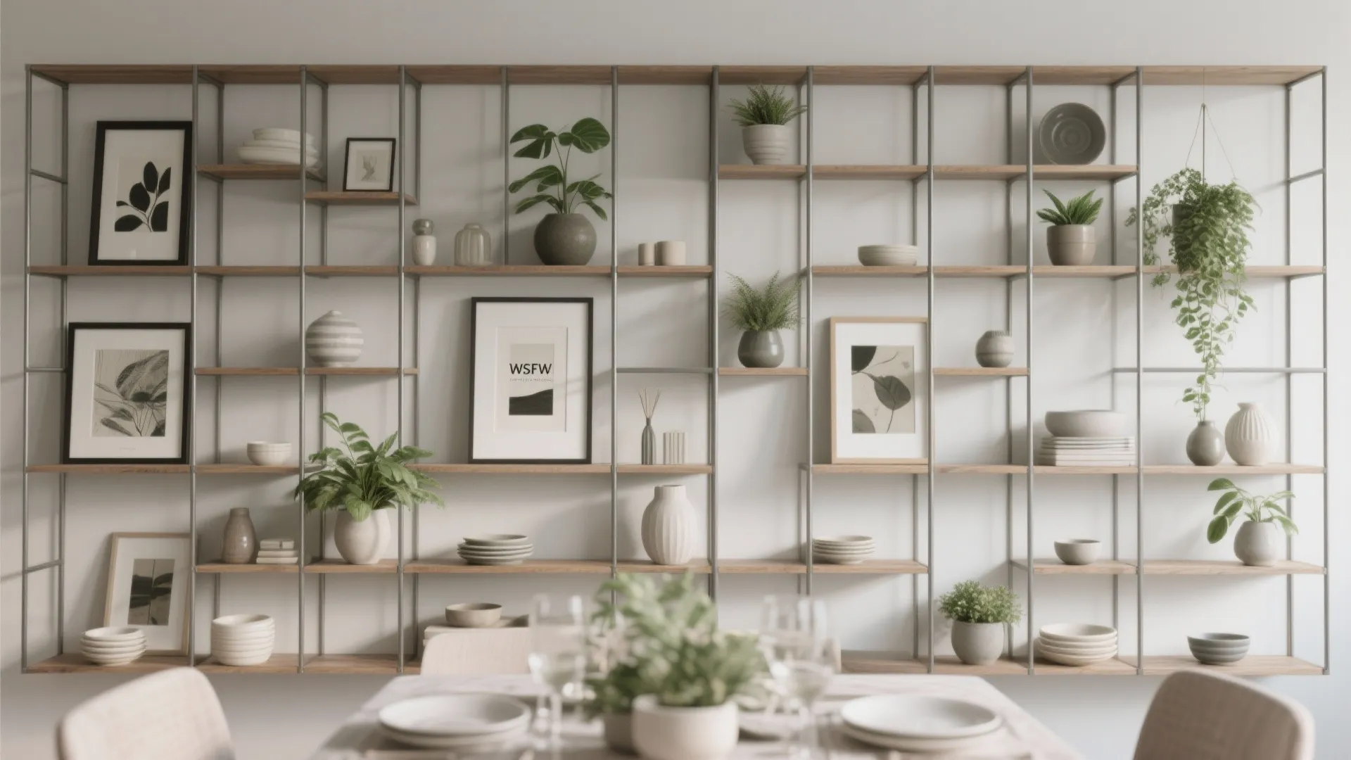 5. Statement open grid shelving