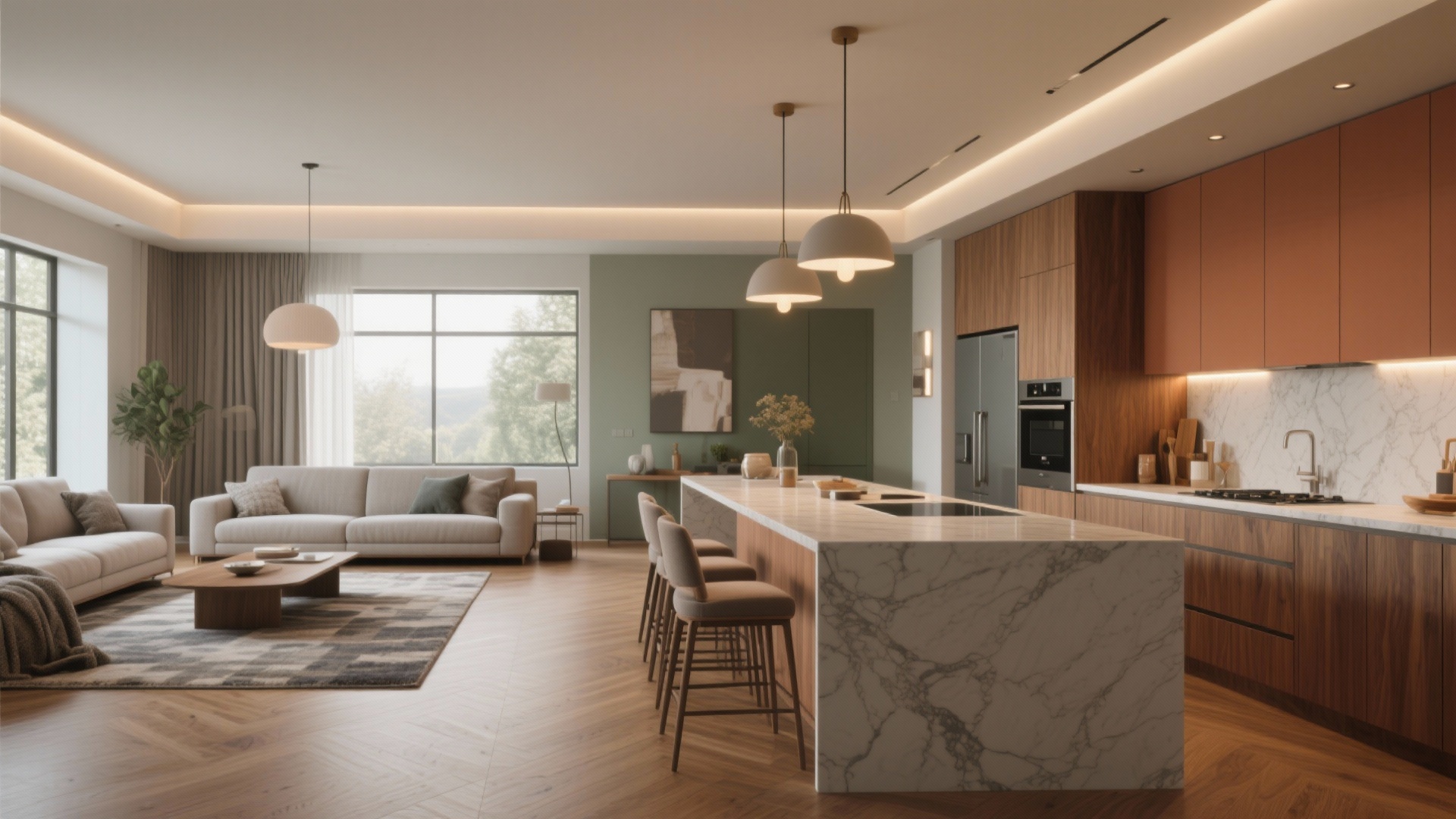 Open Hall Kitchen Feels Crowded? Fix Layout & Lighting