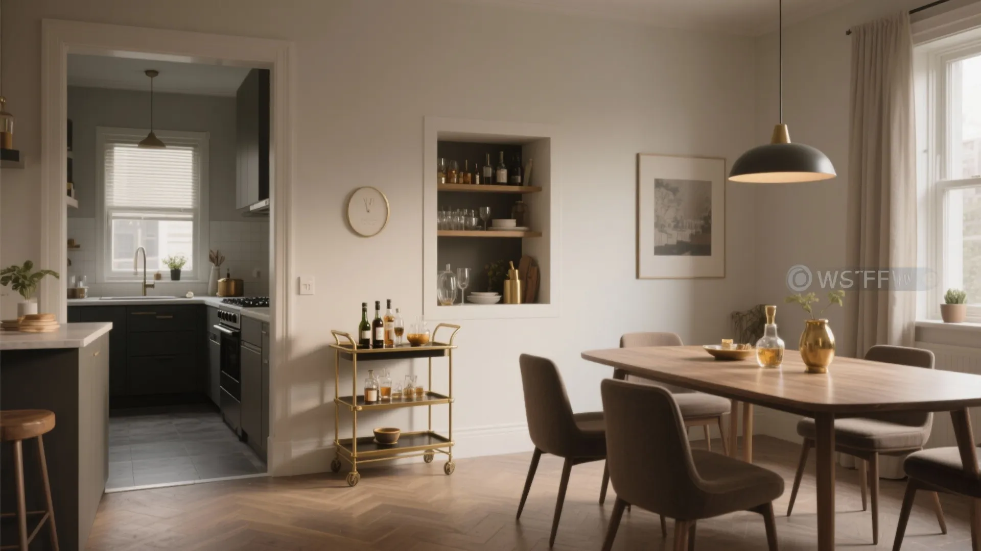 5. Open flow to kitchen with a mini bar