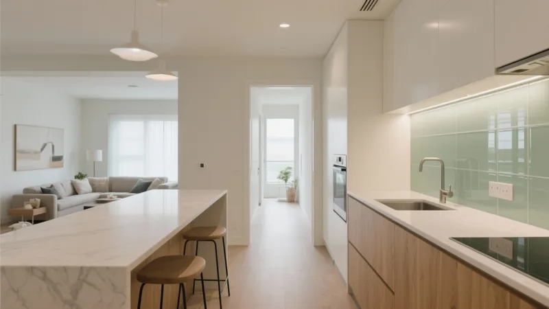Modern Kitchen with Open Living Space – Sleek & Social Design
