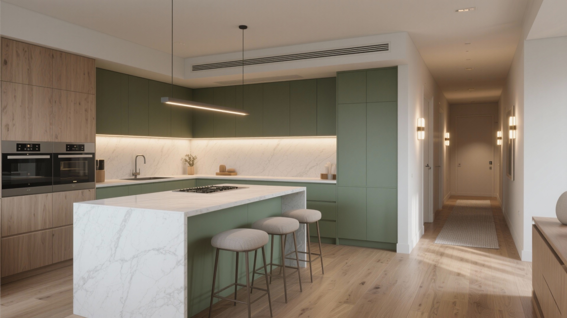 Open Kitchen Design with Hall: Modern Space Solutions