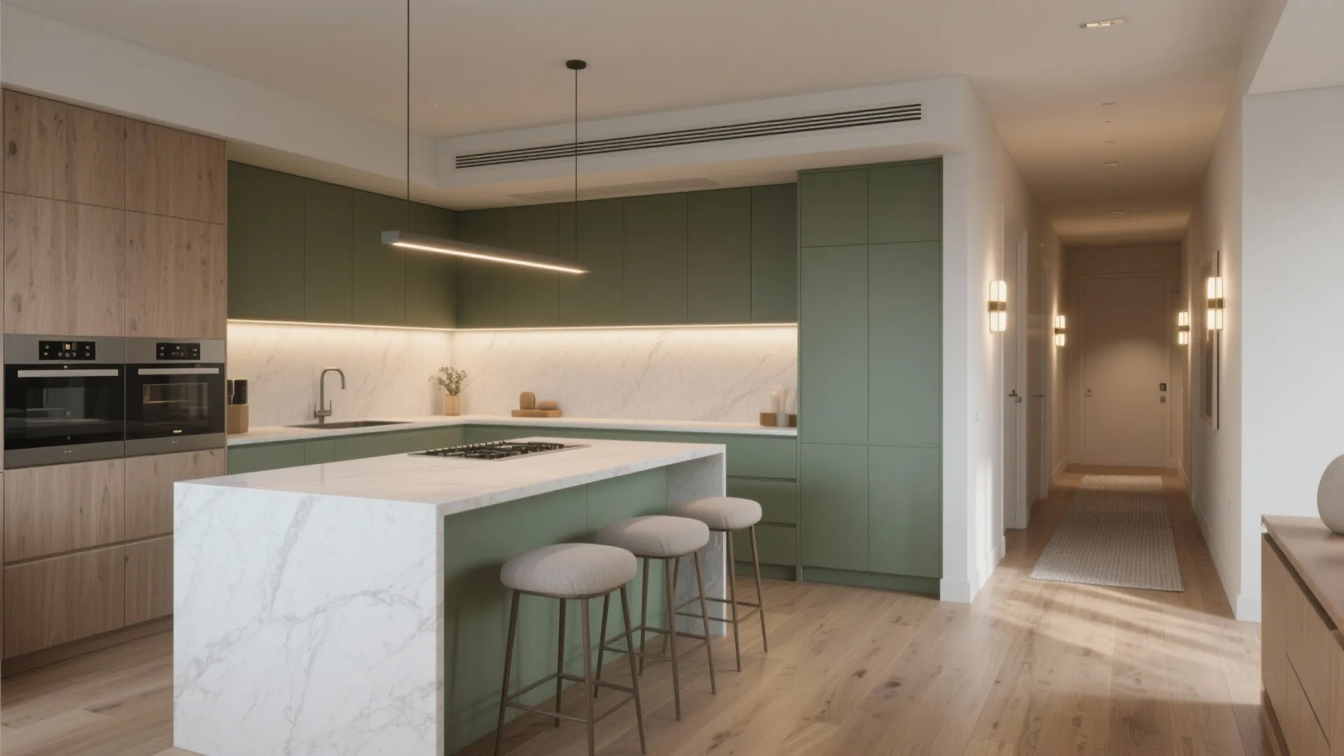 Open Kitchen Design with Hall: Modern Space Solutions