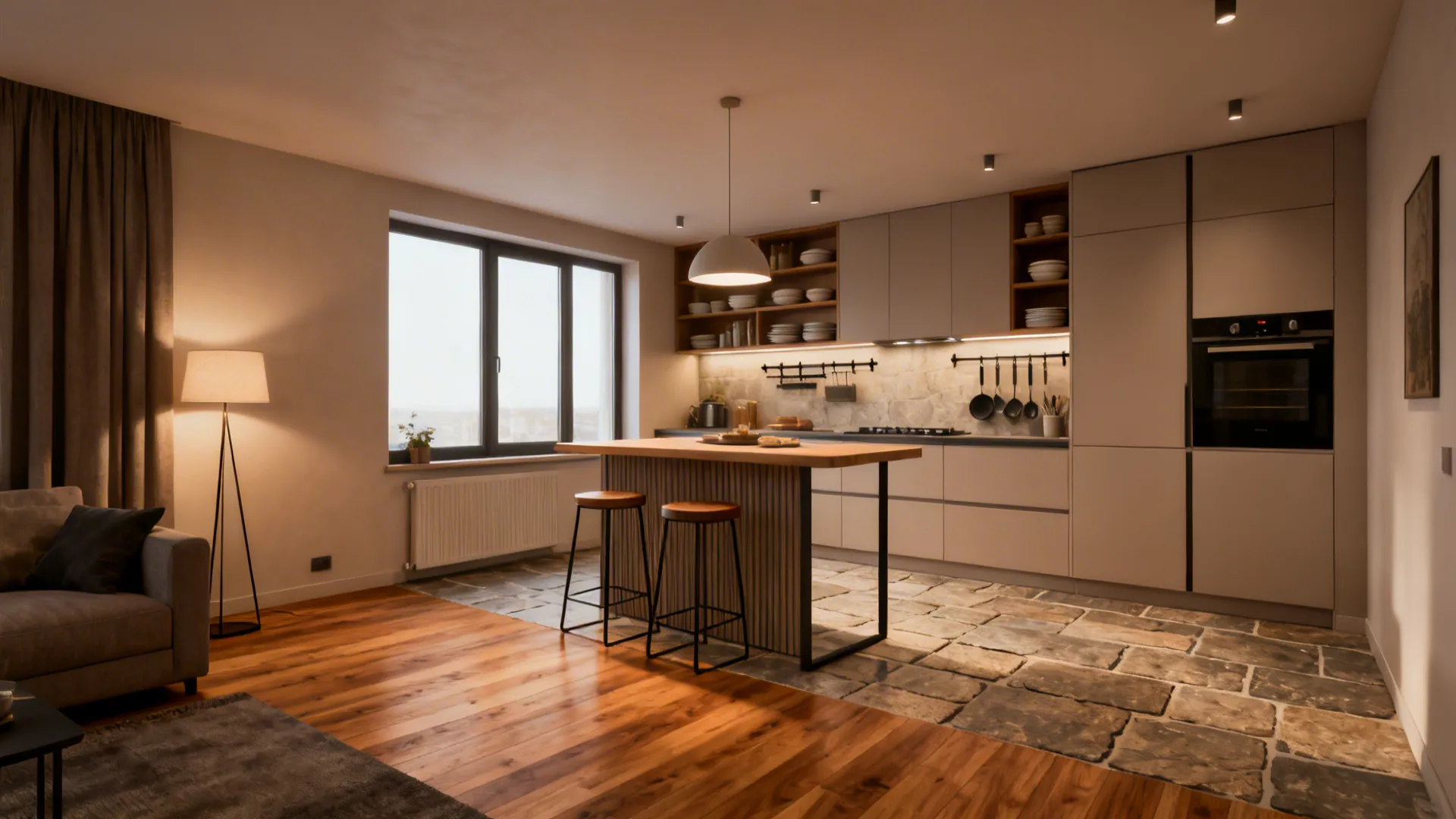 5 Small Open Kitchen + Living Room Ideas