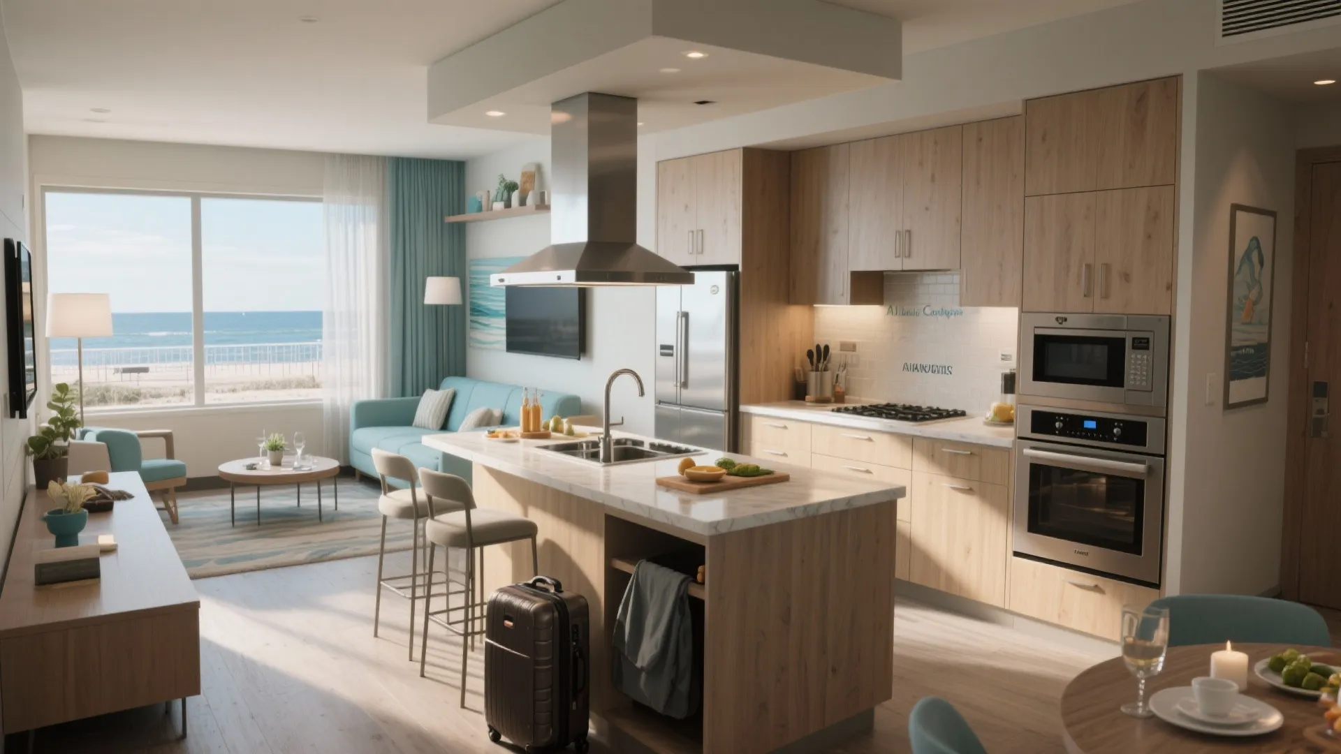 3. Open-plan kitchen with a multifunctional island