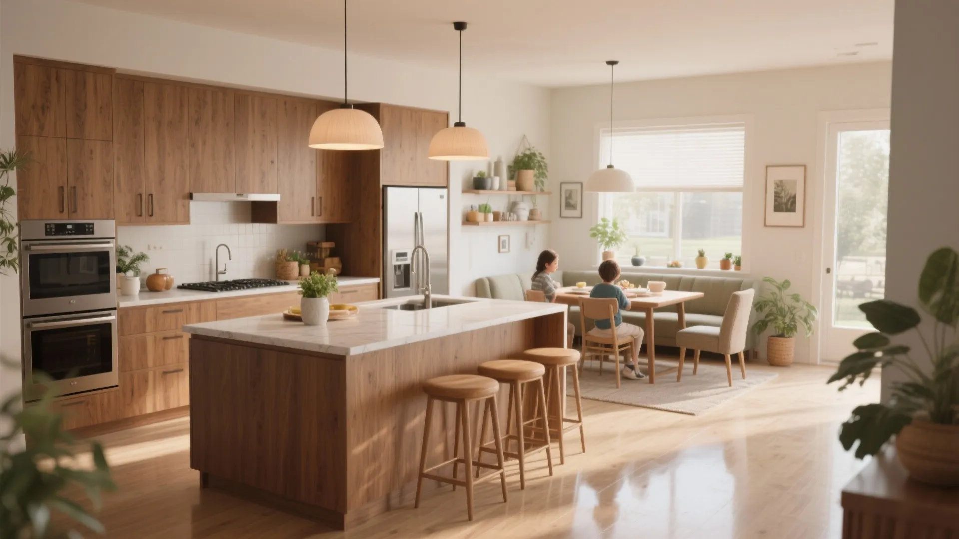 3. Open Kitchen with Zoned Dining Nook