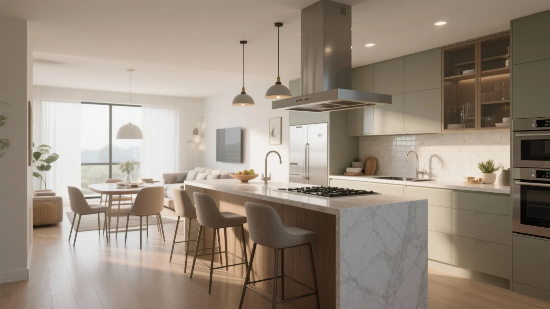 2. Open Kitchen with Defined Zones