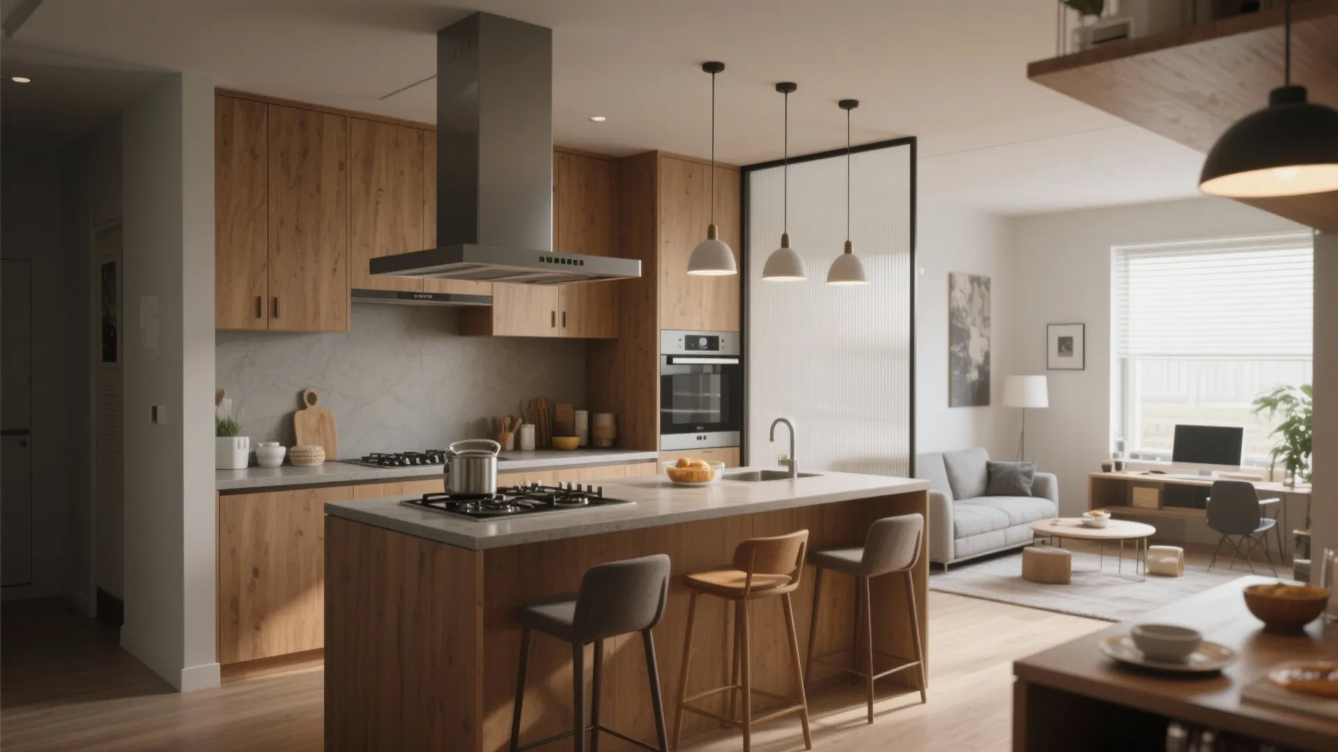 3. Open Kitchen with Defined Sightlines