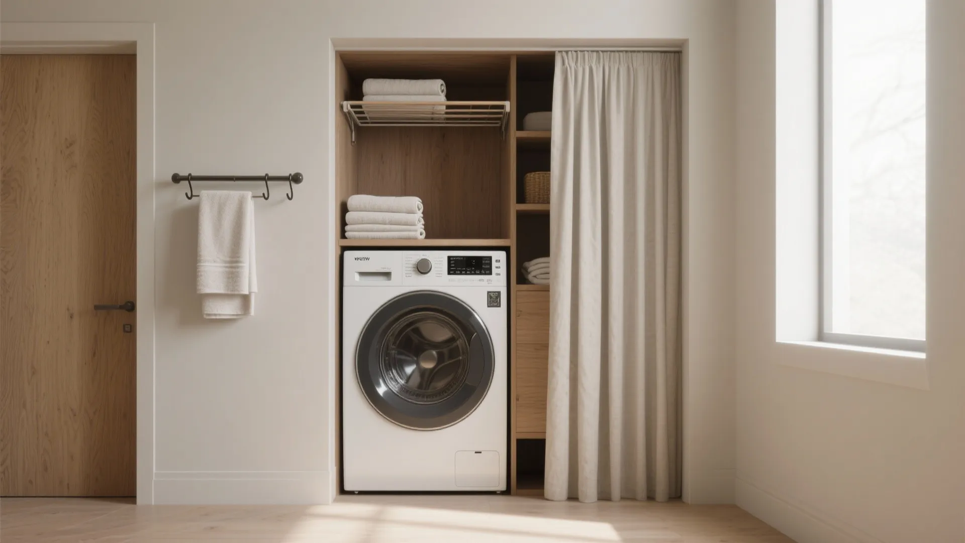 2. Open Laundry Niche with Folding Shelf