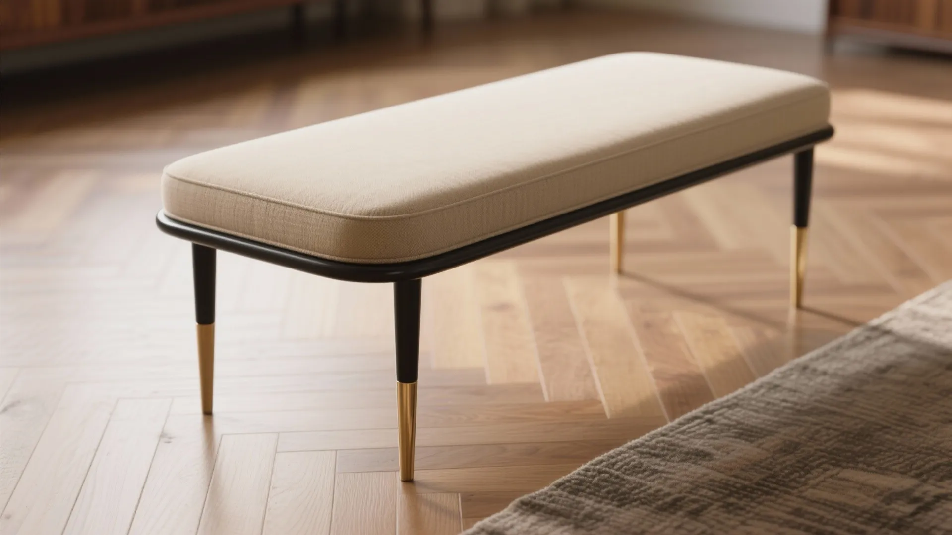 4. Narrow chaise with open legs for airy feel