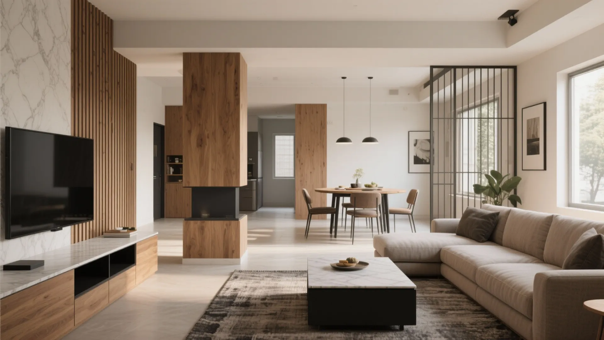 Open-concept living–dining flow