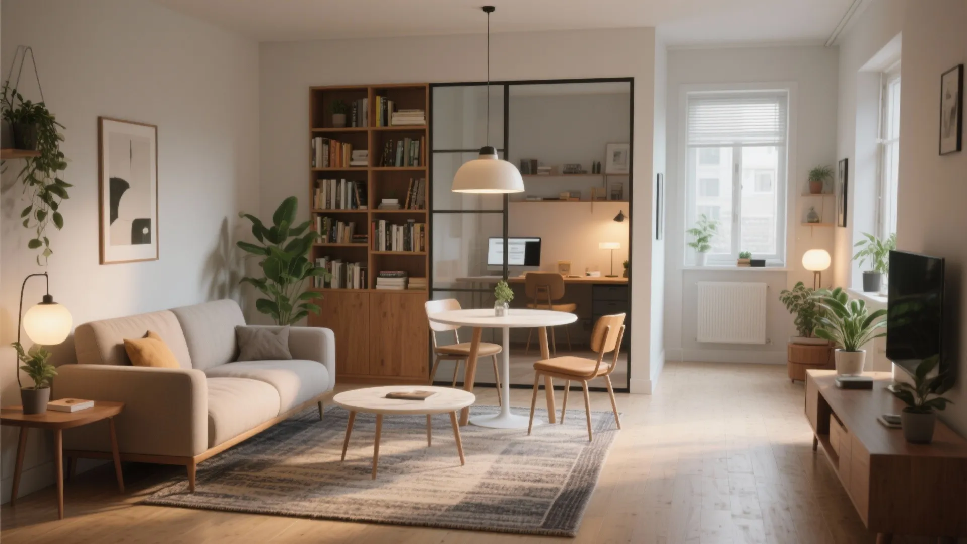 2. Open living-dining with zoning