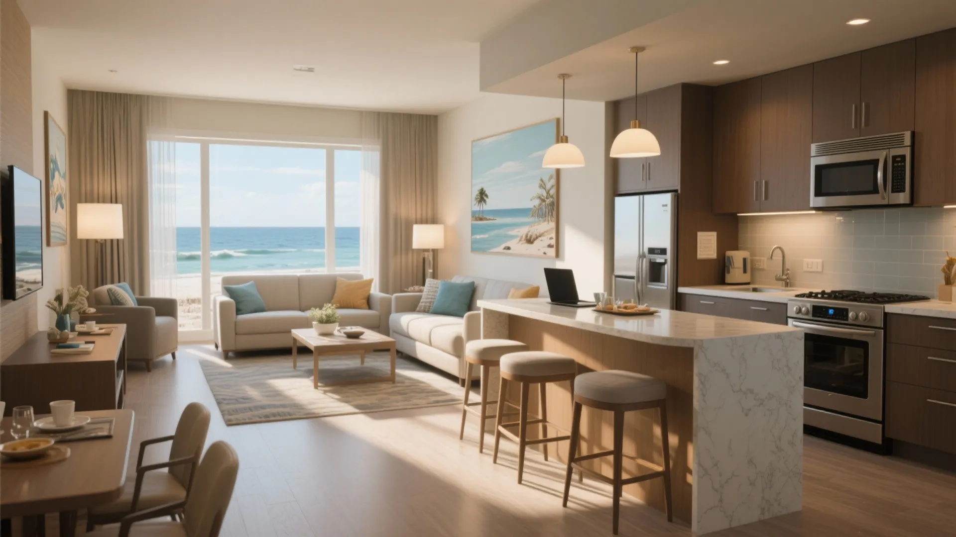 Open-concept living and kitchenette