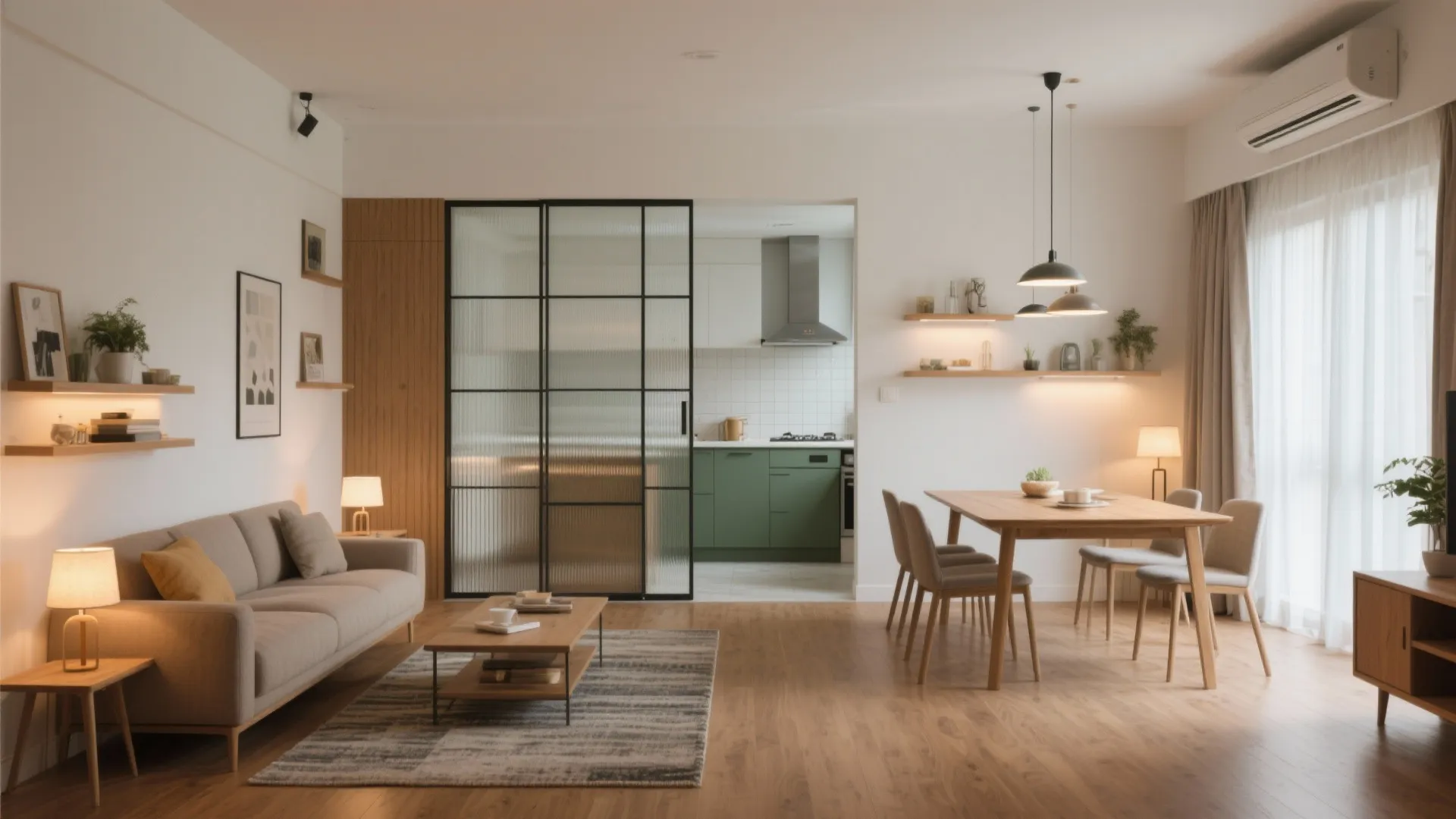 Open-plan living-dining with smart separation