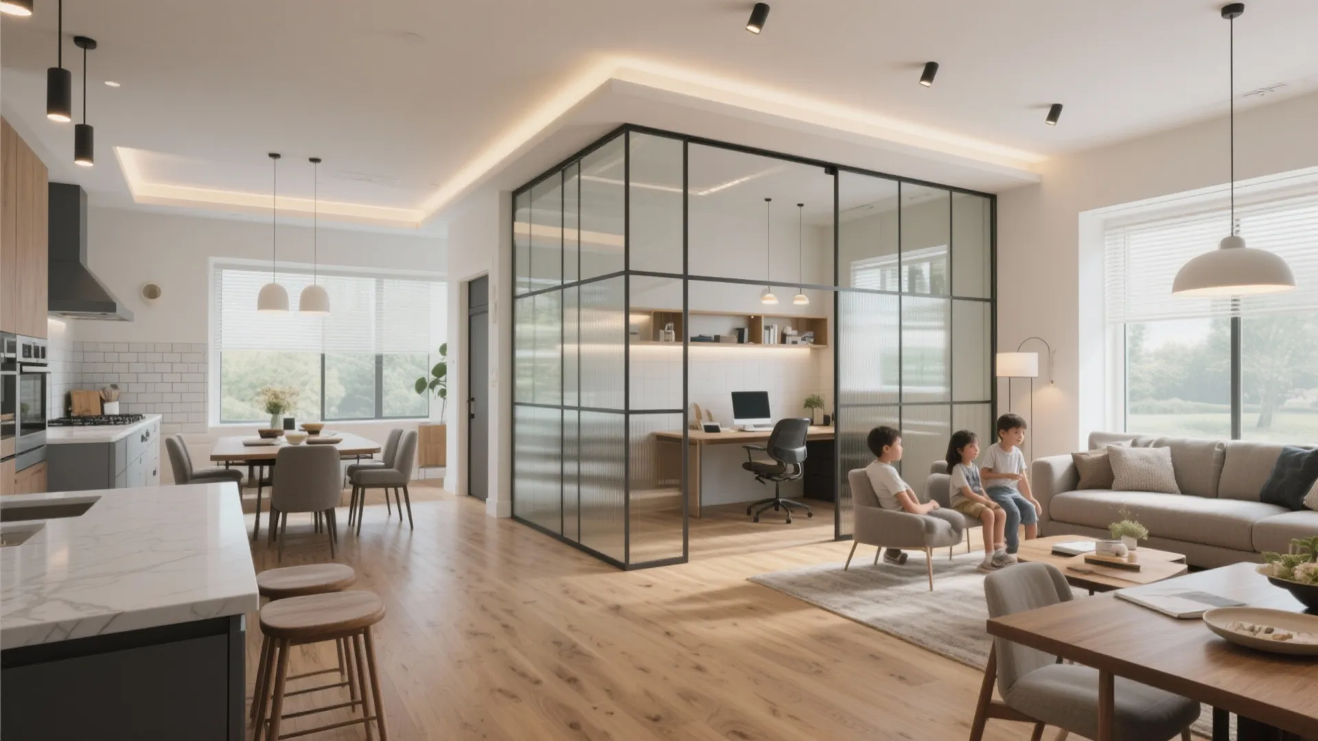 Flexible Family Core: Open Living with Quiet Breakouts