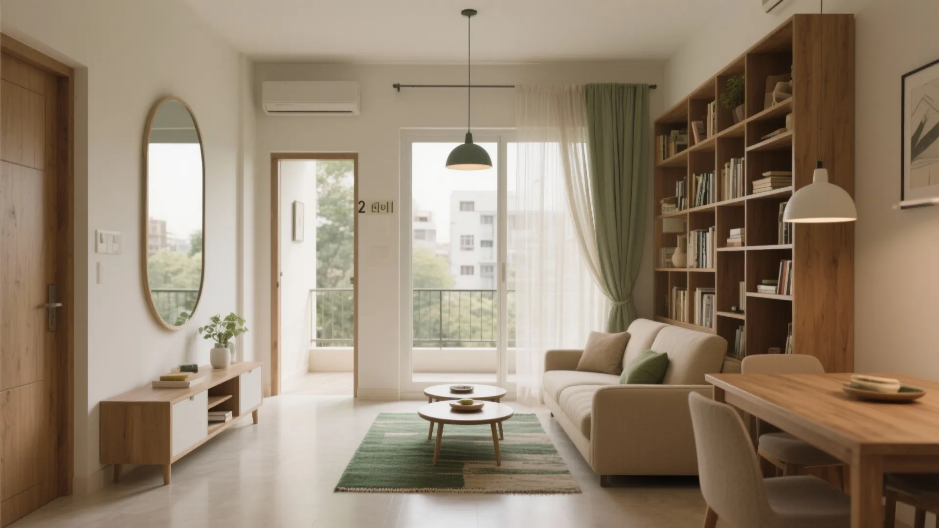 Open-plan living-dining with better light, mirrors, and flow