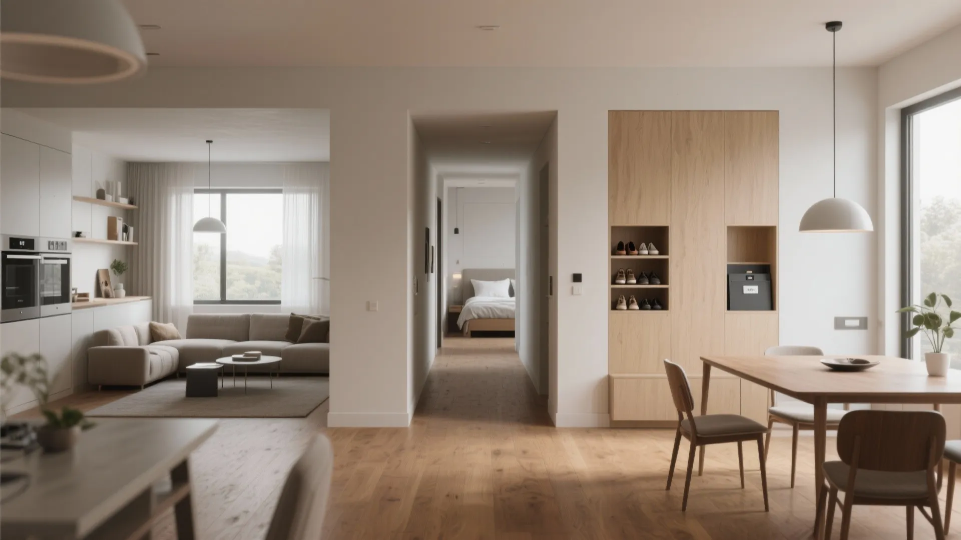 1. Open-plan living with a defined bedroom wing