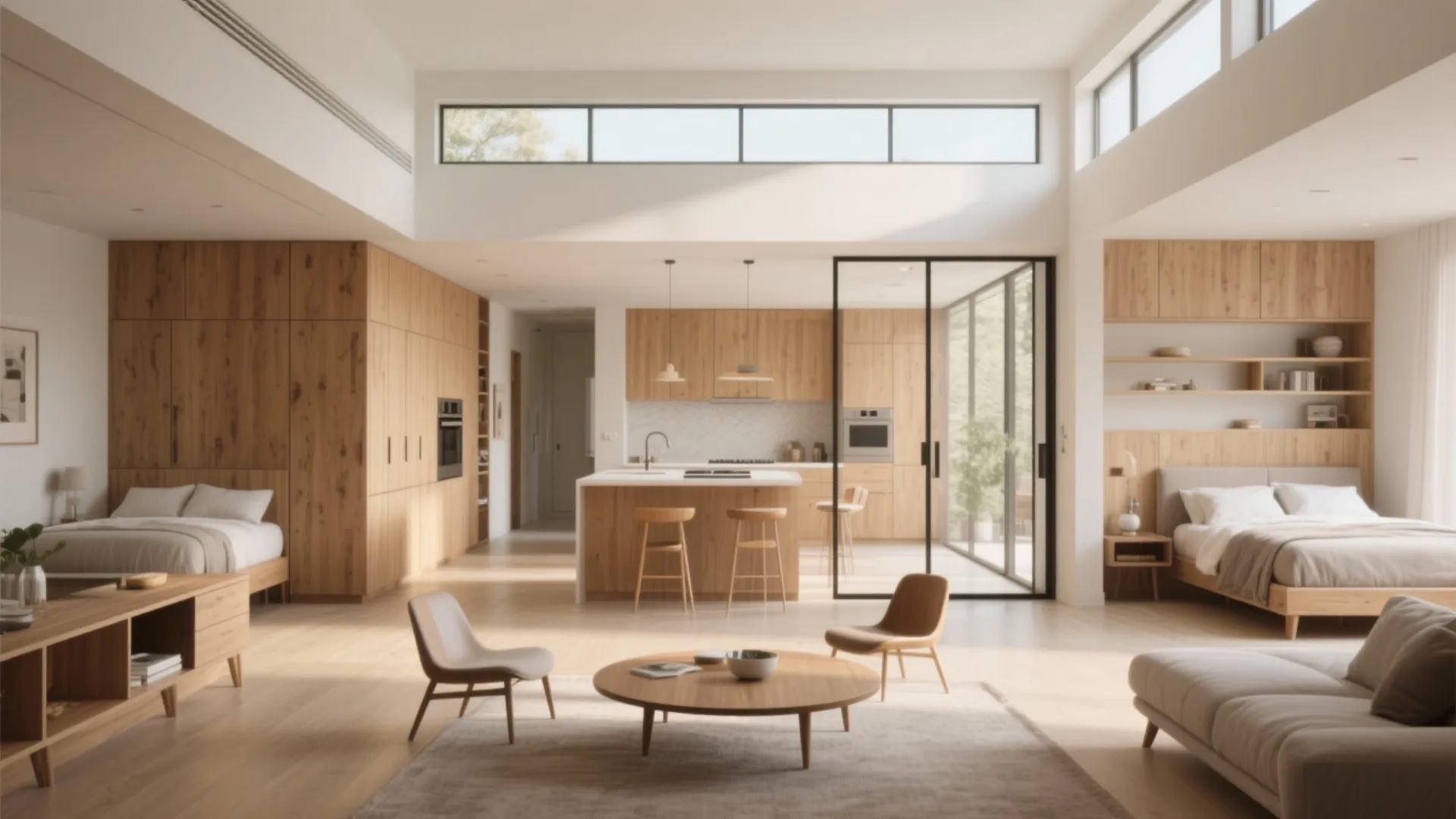 1. Open-plan living with private bedroom wings