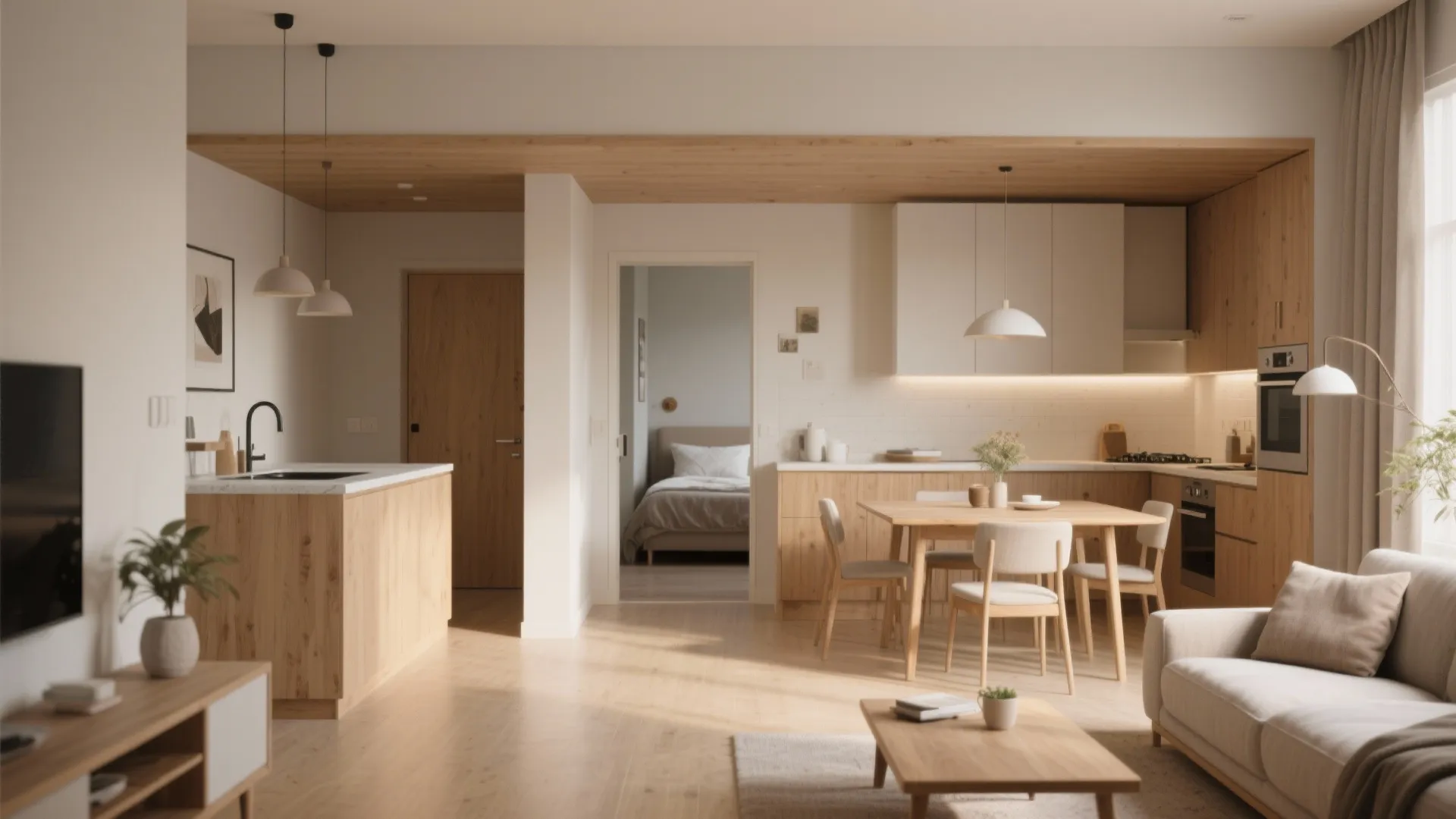 1. Open-plan living with compact private bedrooms