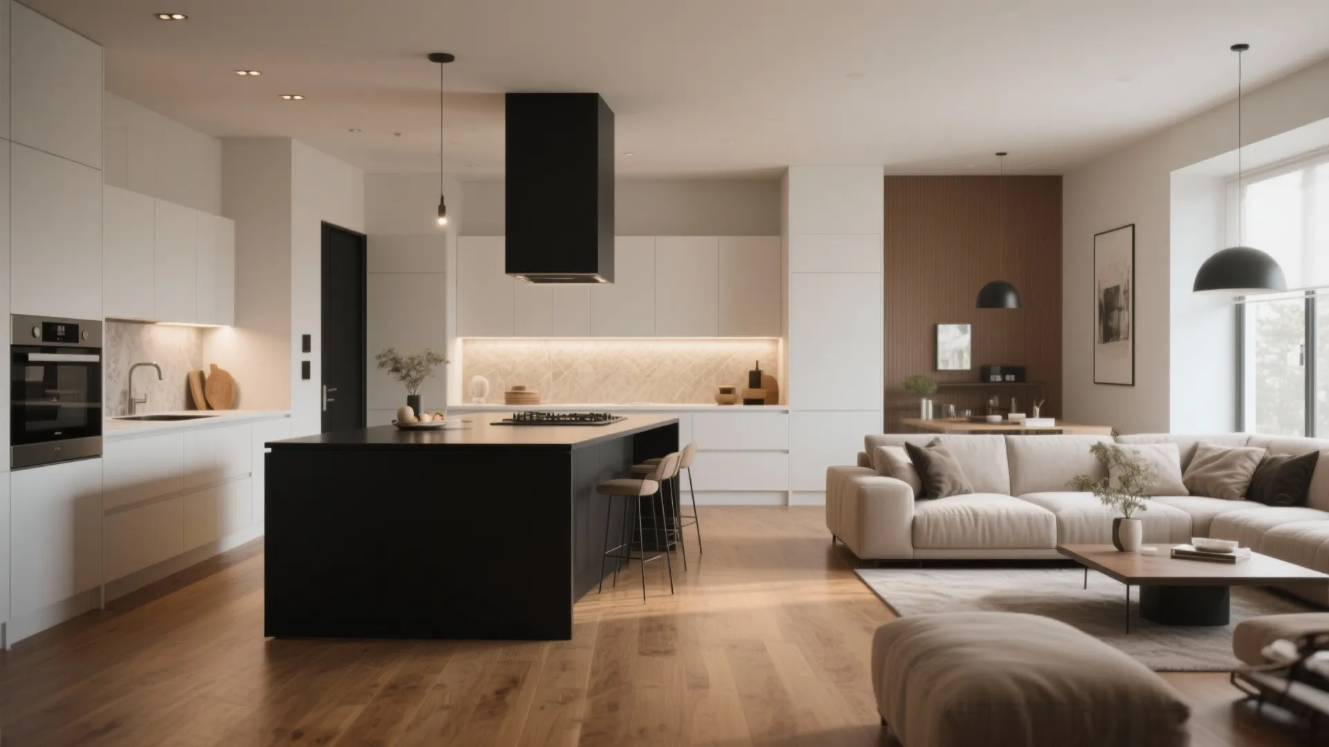 3. Use contrast to define zones in open-plan layouts