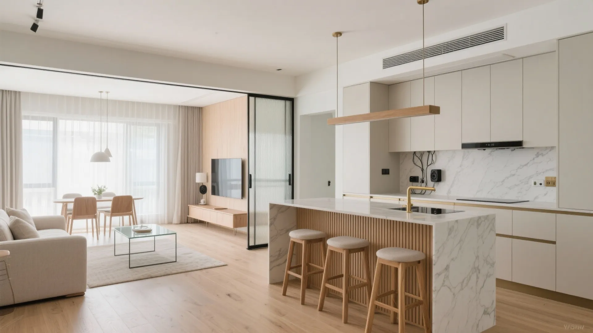 1) Open-Plan Social Core with Discreet Division