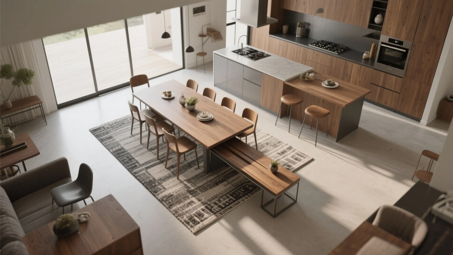 3. Open Plan Flex Dining (10–12 ft / 3–3.7 m wide)
