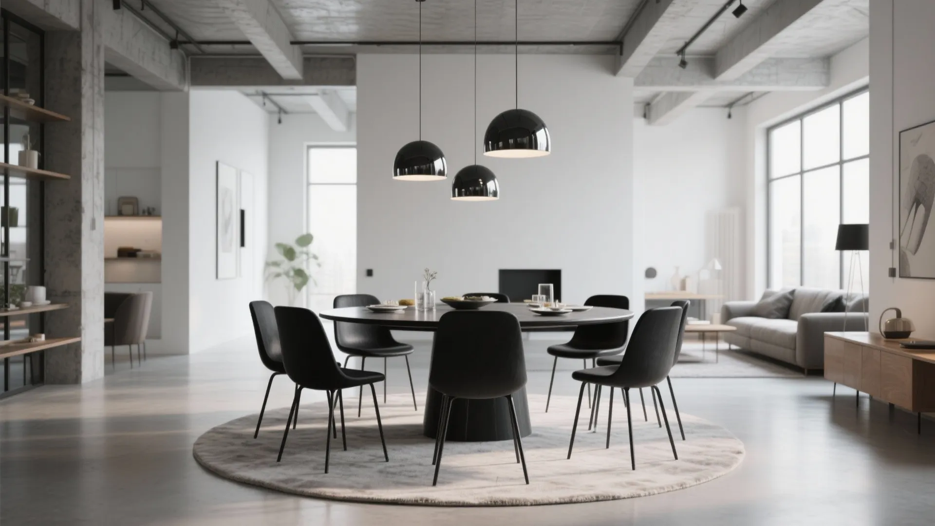 3. Use black chairs to define zones in open-plan spaces