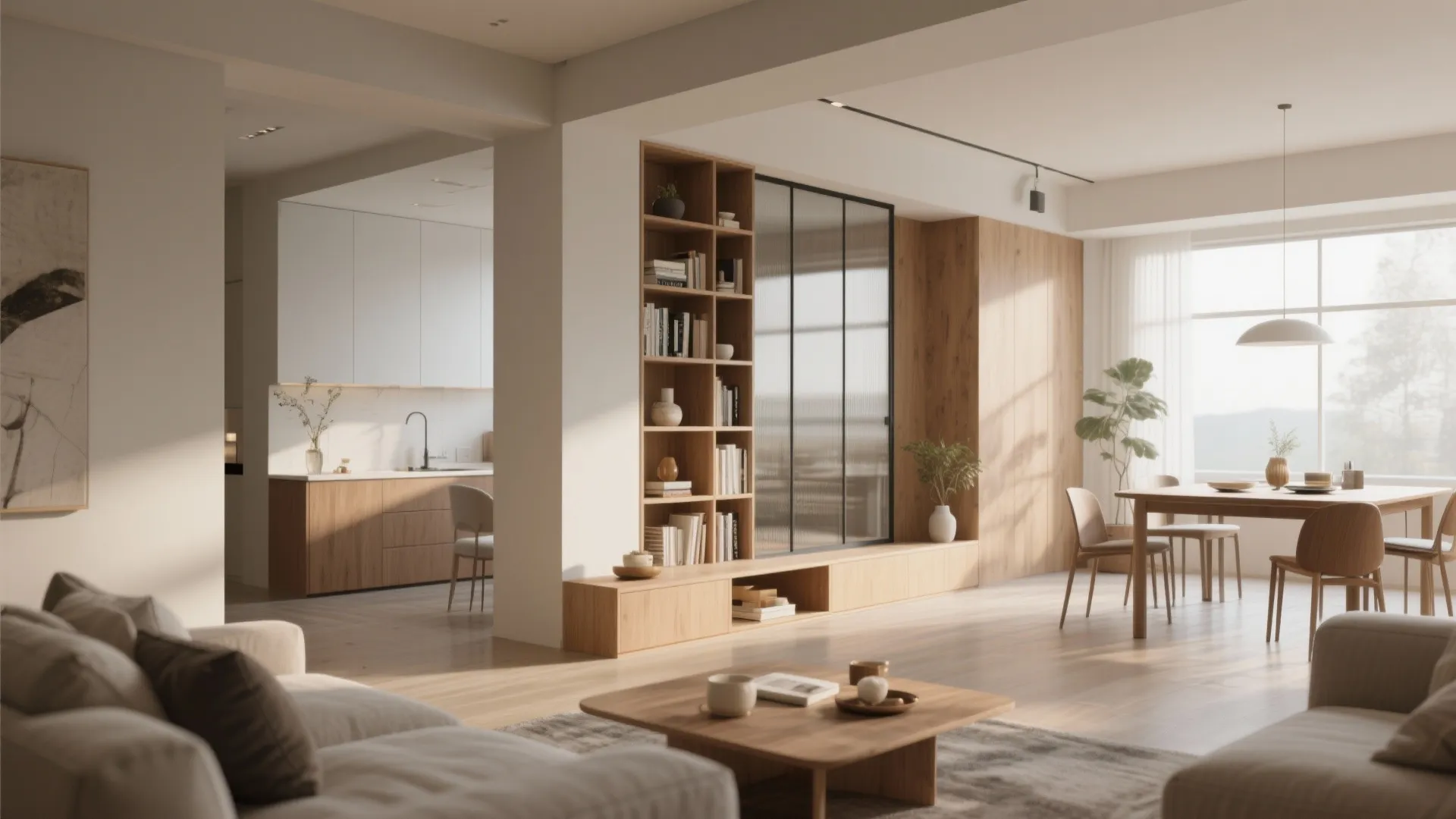 1. Open-plan zones with visual dividers