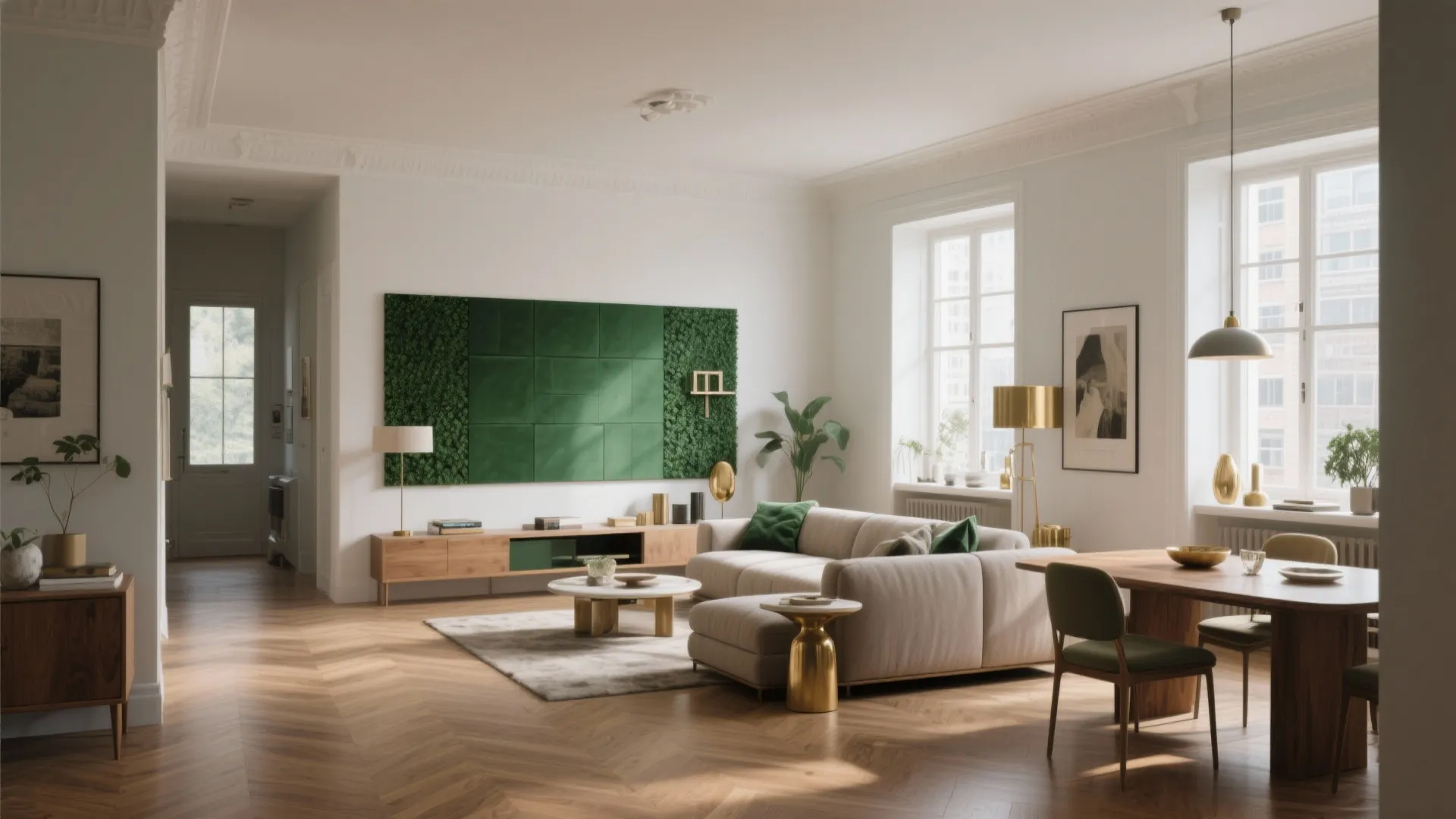 5. Open-Plan Drama: Use Emerald to Anchor Small Open Layouts