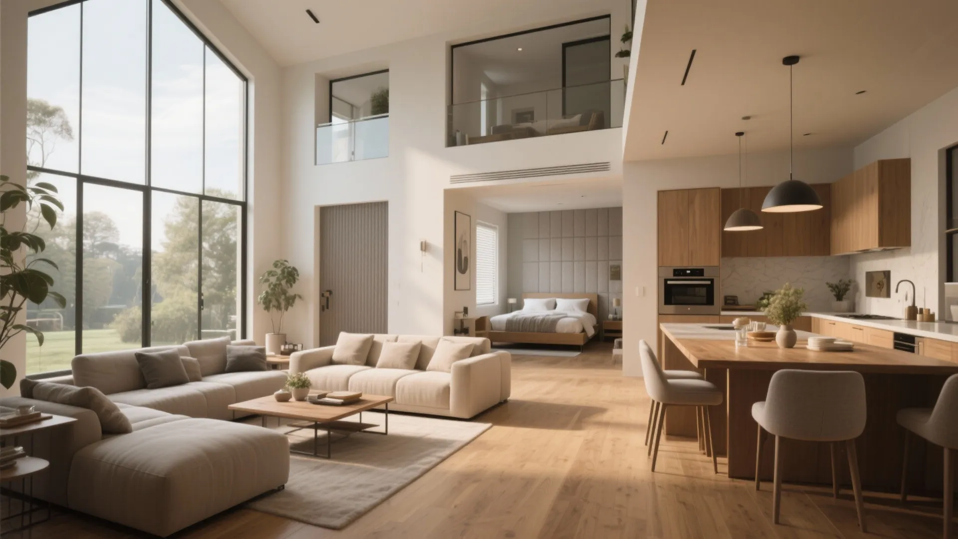 1. Open-Plan Family Hub with Private Bedroom Wing