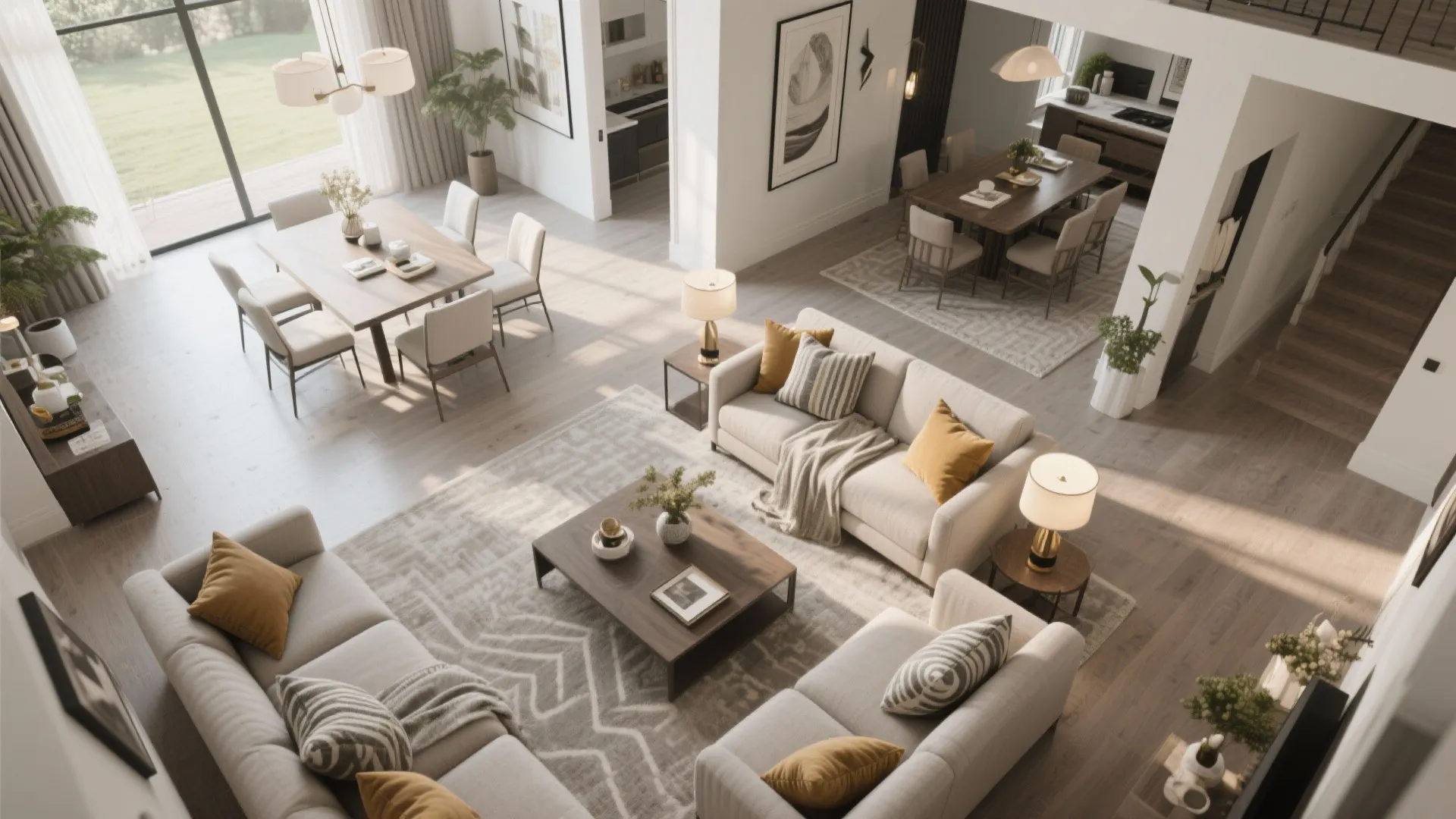 5. Transitional Tie-In for Open Plans