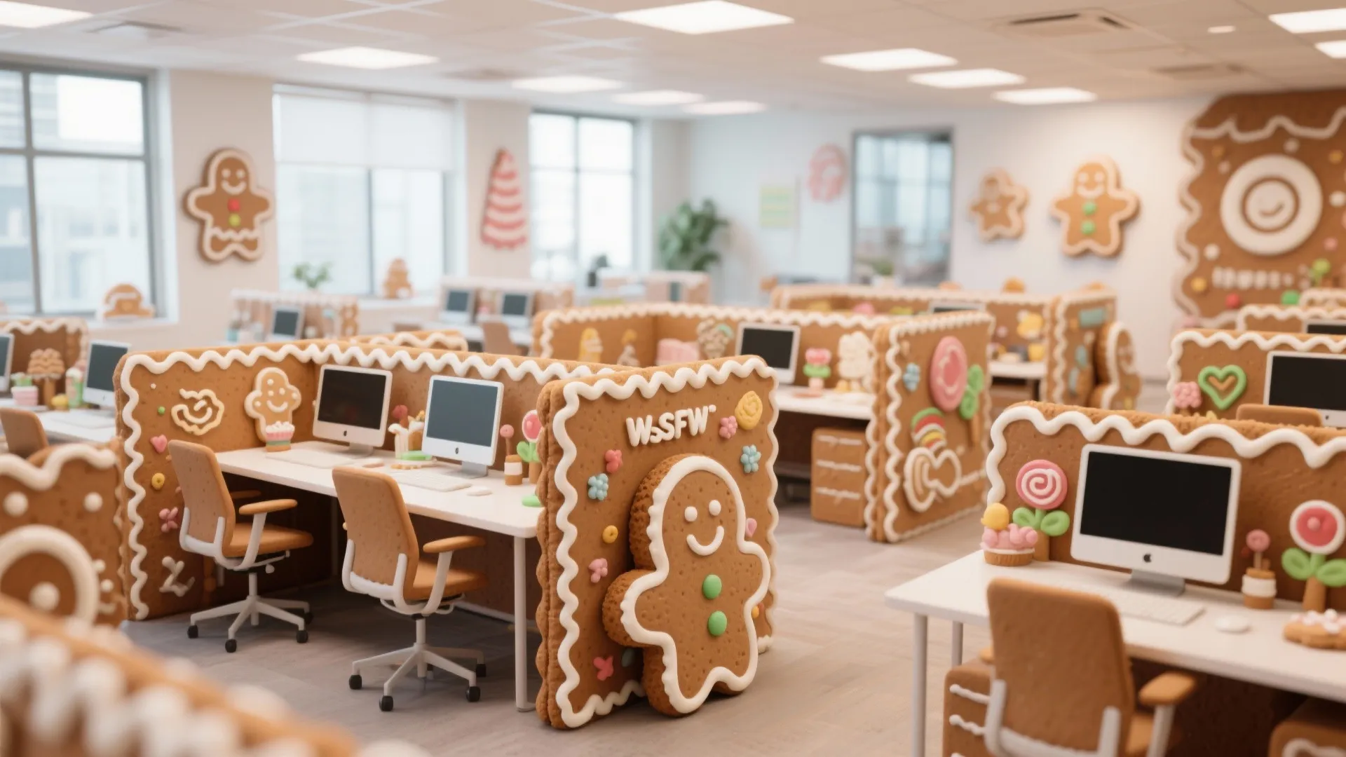 6. Open Plan Gingerbread Office