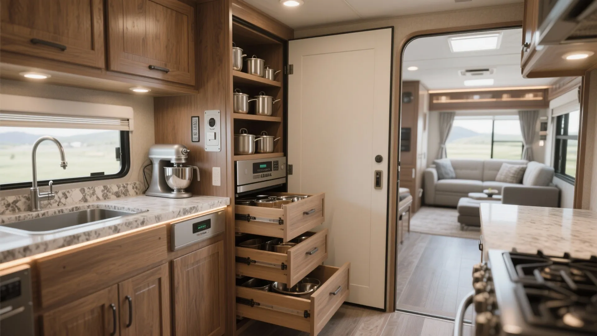 3. Open-plan kitchen with pocket pantry