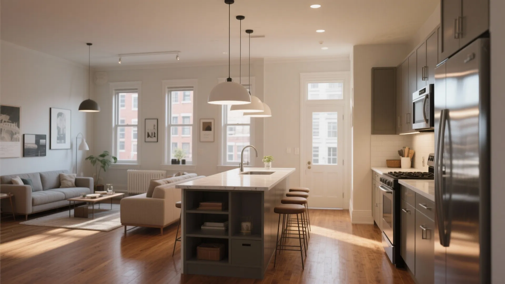 2. Open-plan kitchen with zoning