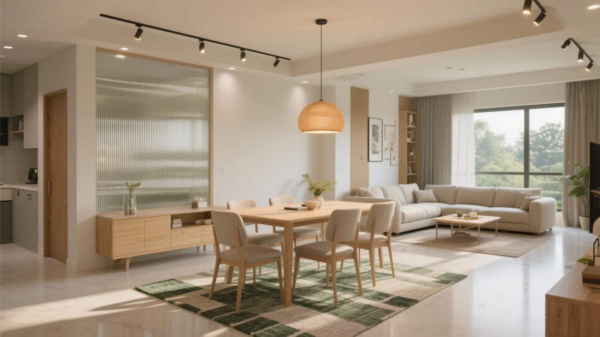 Open-plan living with smart partitions