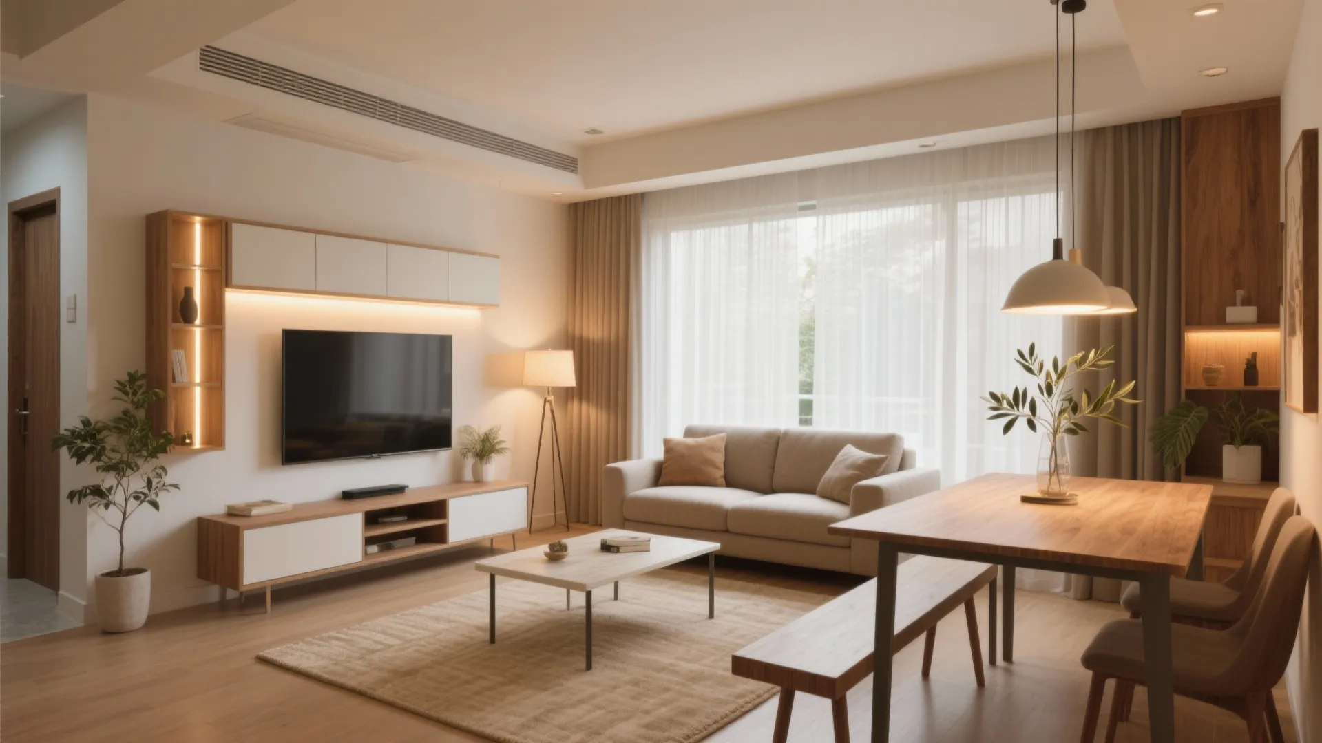 2) Open-plan living–dining that actually feels spacious