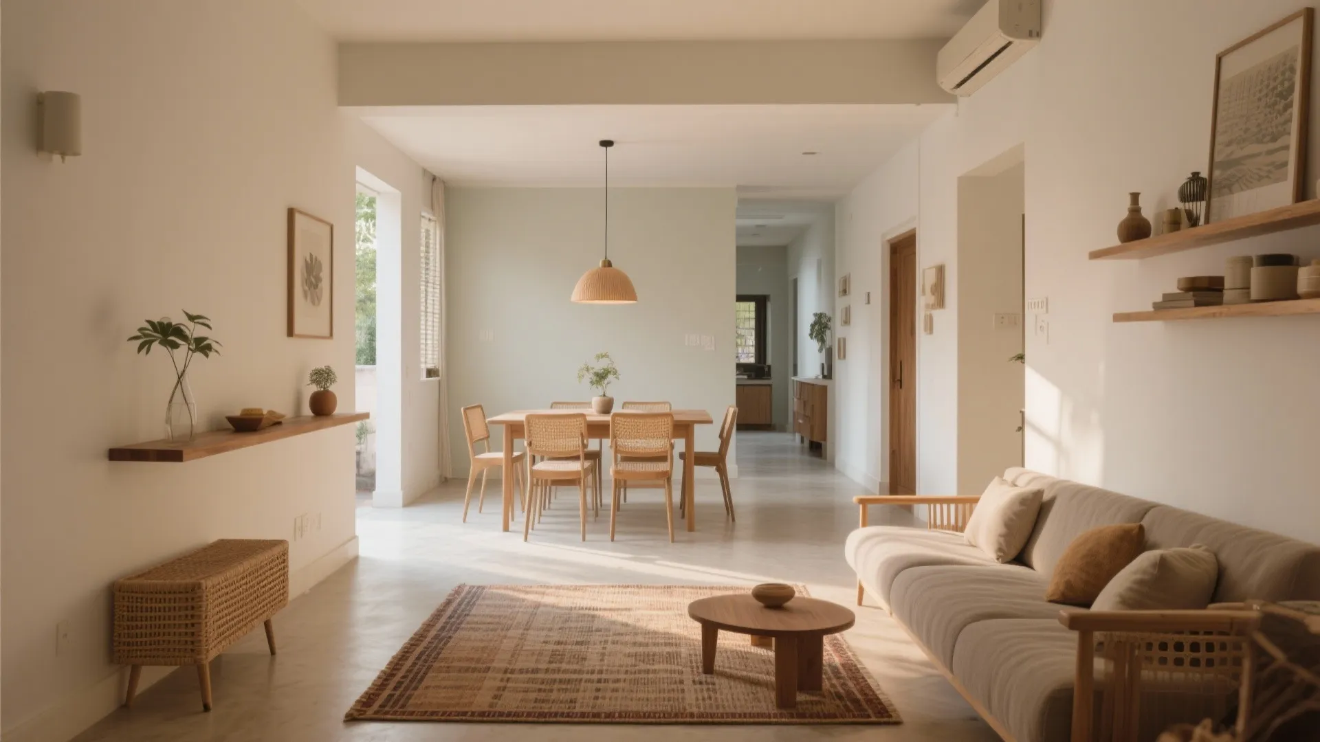 Open-plan living–dining to widen a narrow row house