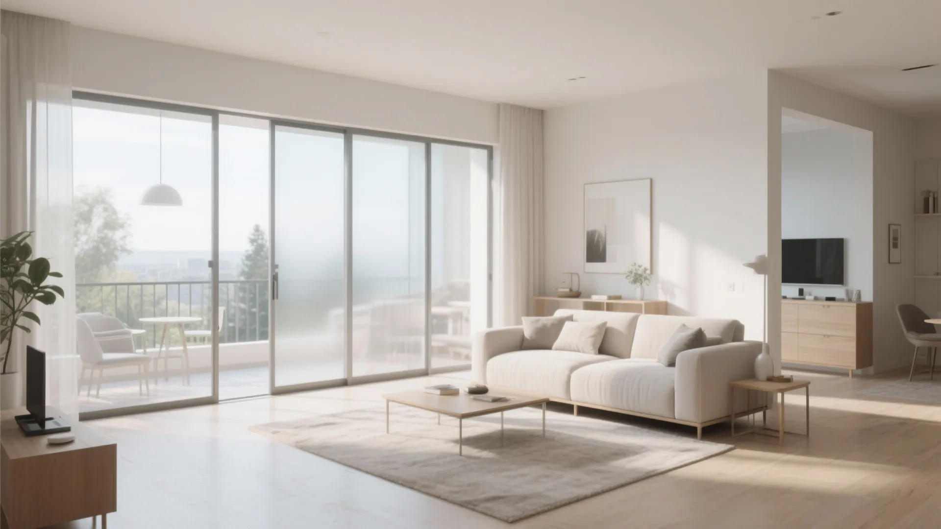 Open Plan Living Room with Sliding Doors