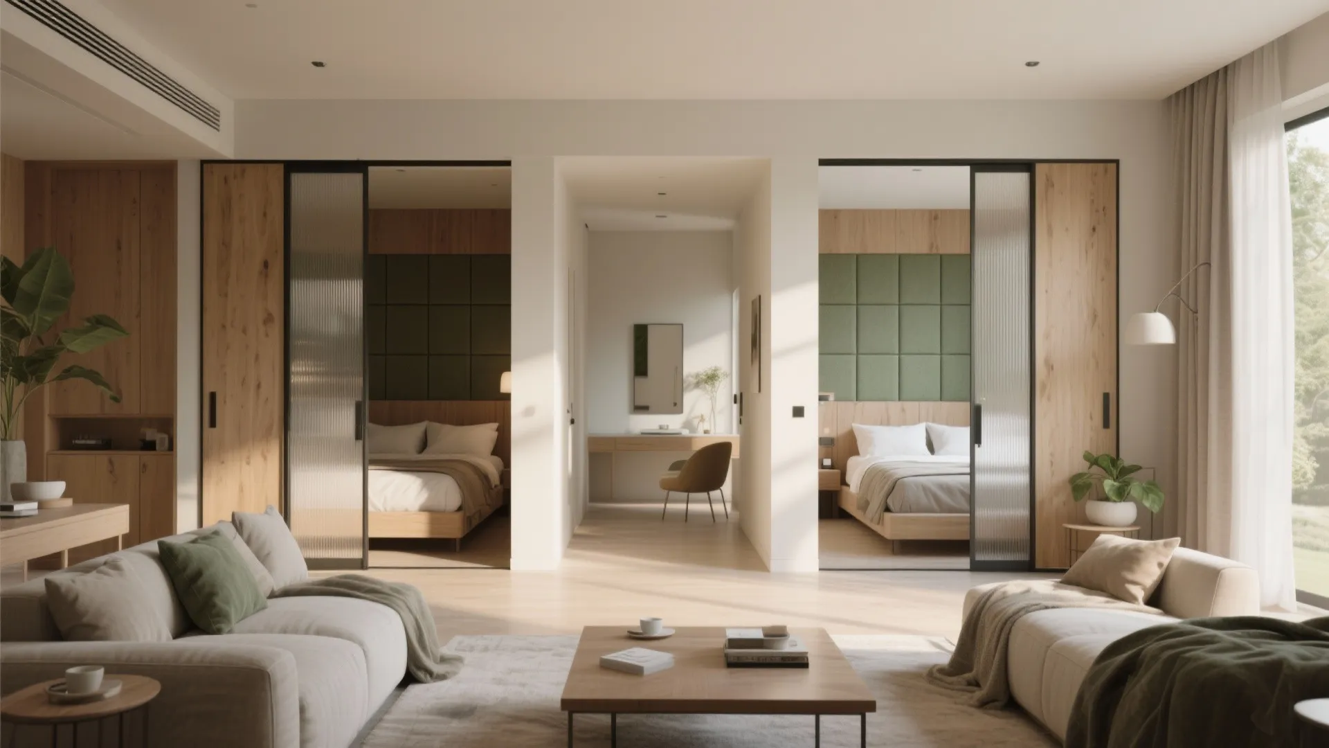 1. Open-Plan Living with Private Nook Bedrooms