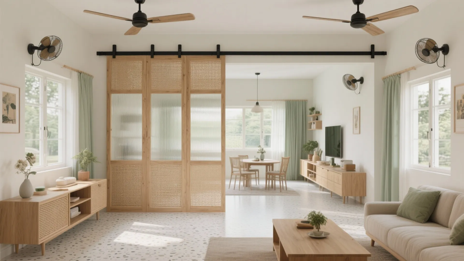 Cross-ventilated open plan with smart partitions