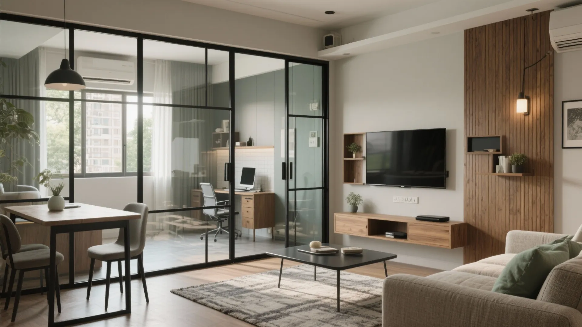 [Section: 灵感列表] Open-plan living with smart sliding partitions