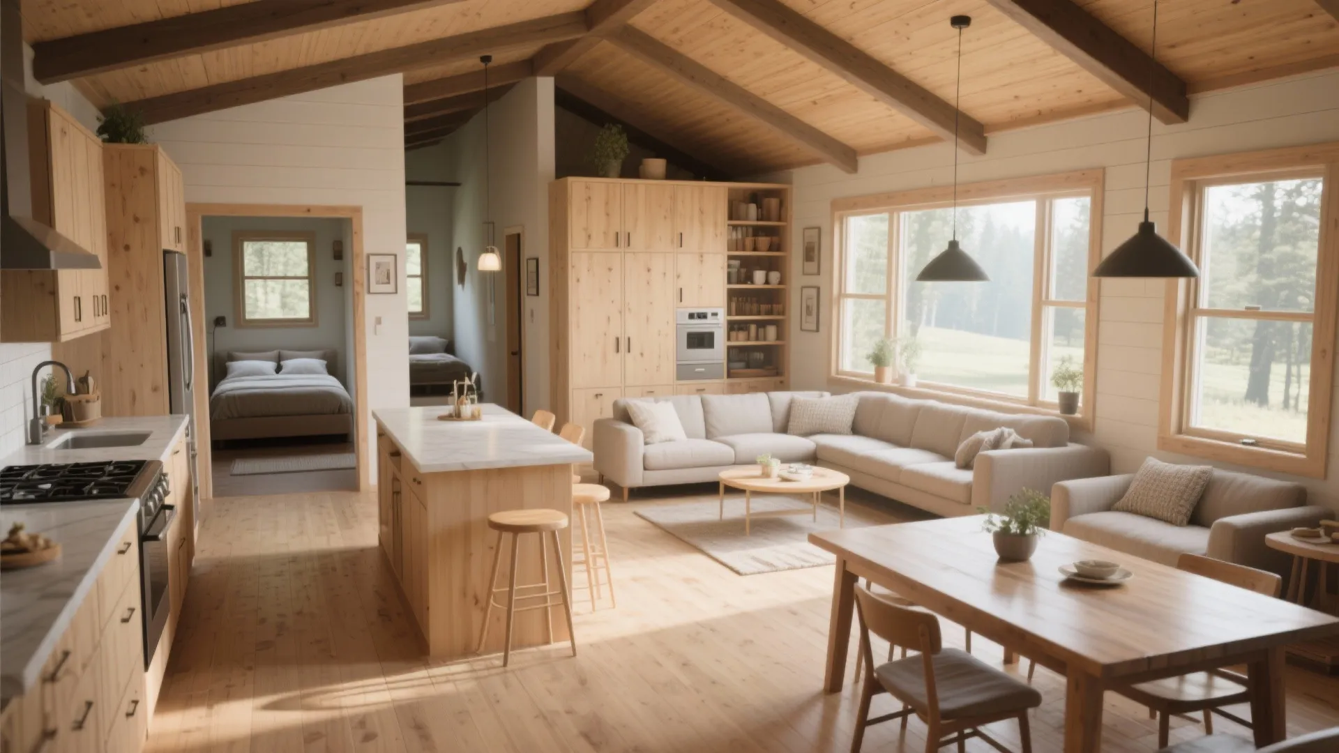 Open-Plan Main Floor with Rear Bedrooms