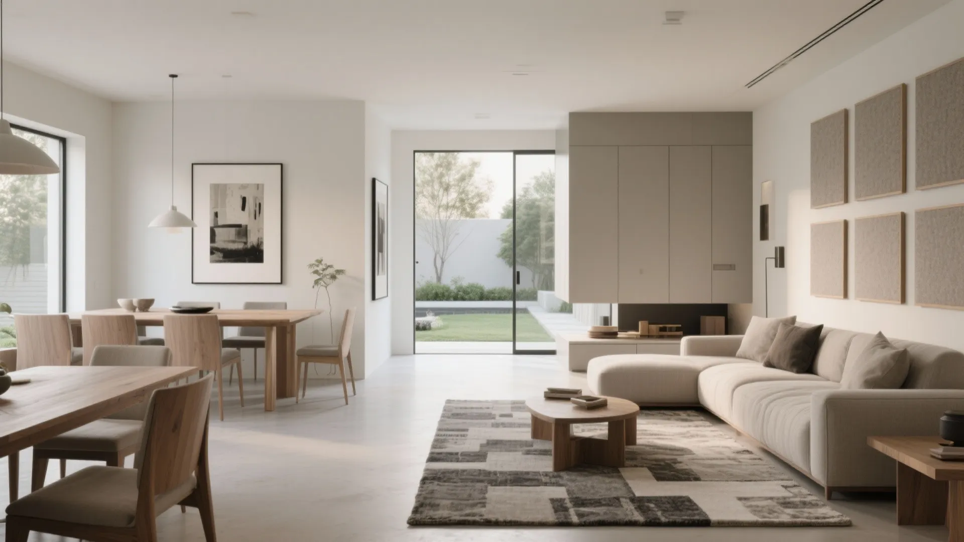 Gallery-like open plan with sightline layering