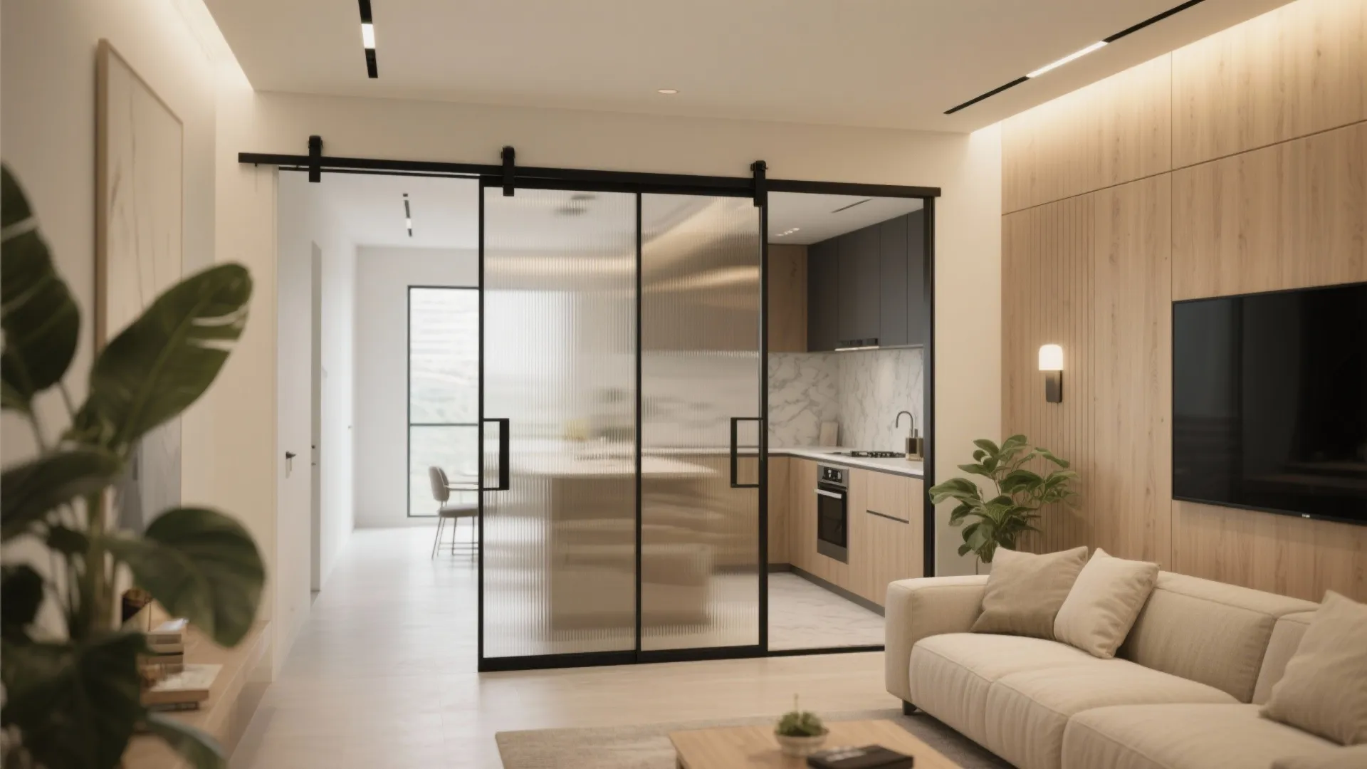 Open-plan flow with slide-away boundaries