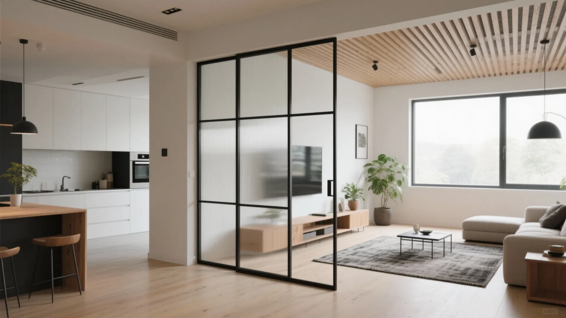 1) Open-Plan Zoning With Sliding Partitions